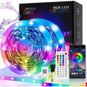 Lxyoug 100ft RGB 5050 44 Keys IR Music Sync Led Lights for Bedroom Decoration